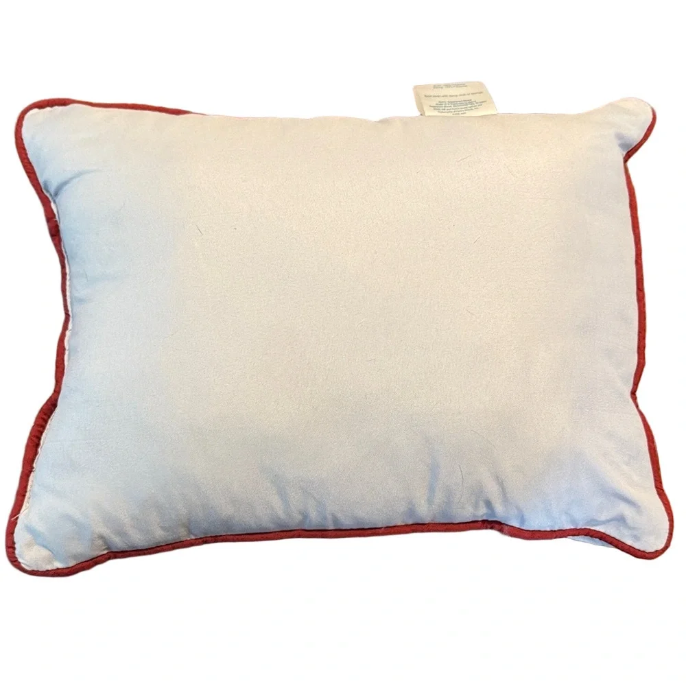 Cherry Blossom Embroidered Pillow - Red, White and Gray